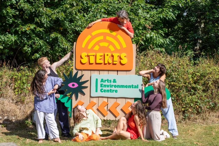Visitors gathered at the Sterts entrance on a sunny day